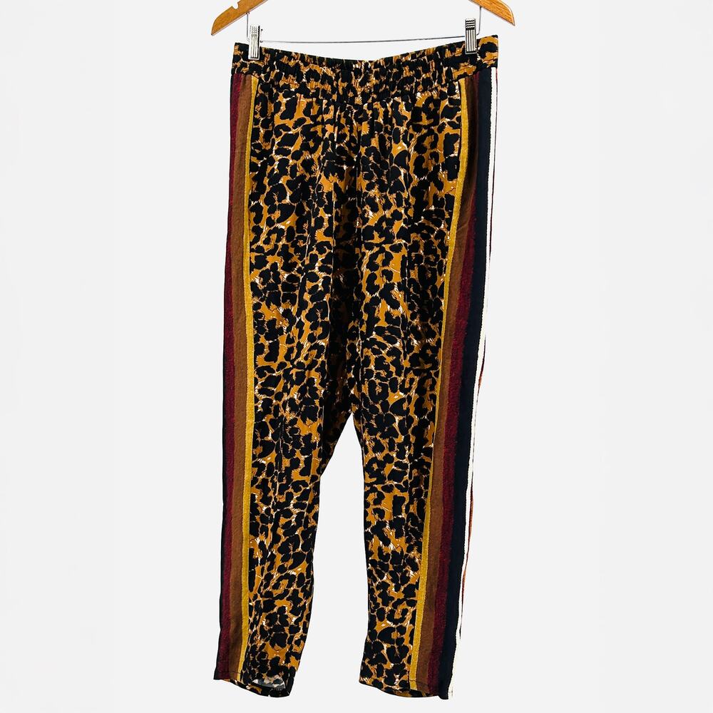 Kobi Halperin Aria Leopard Print Brown Striped Side Panel Track Pants